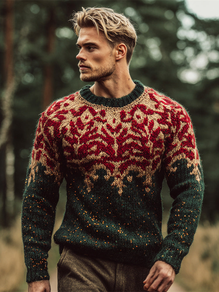 Christmas Holly Leaf Men's Icelandic Sweater artswardrobe