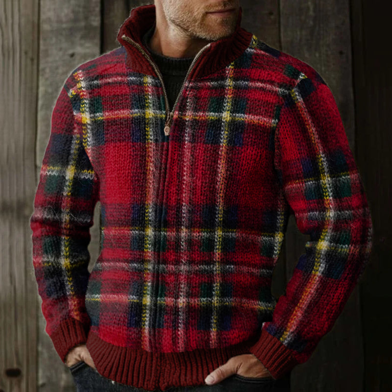 Men's Brand Classic Scottish Check Jacquard Sweater artswardrobe