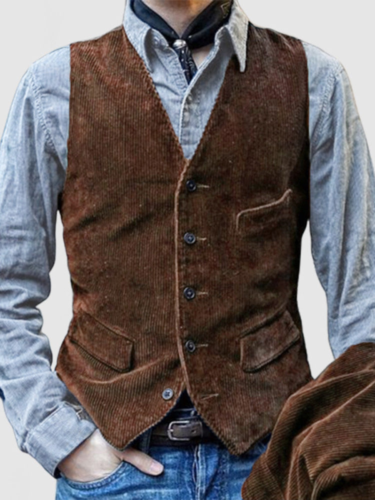 Men's Outdoor Vintage Button-Up Vest artswardrobe