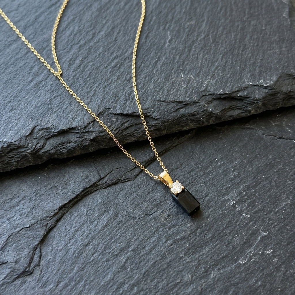 Alessia Black Onyx Bar Necklace