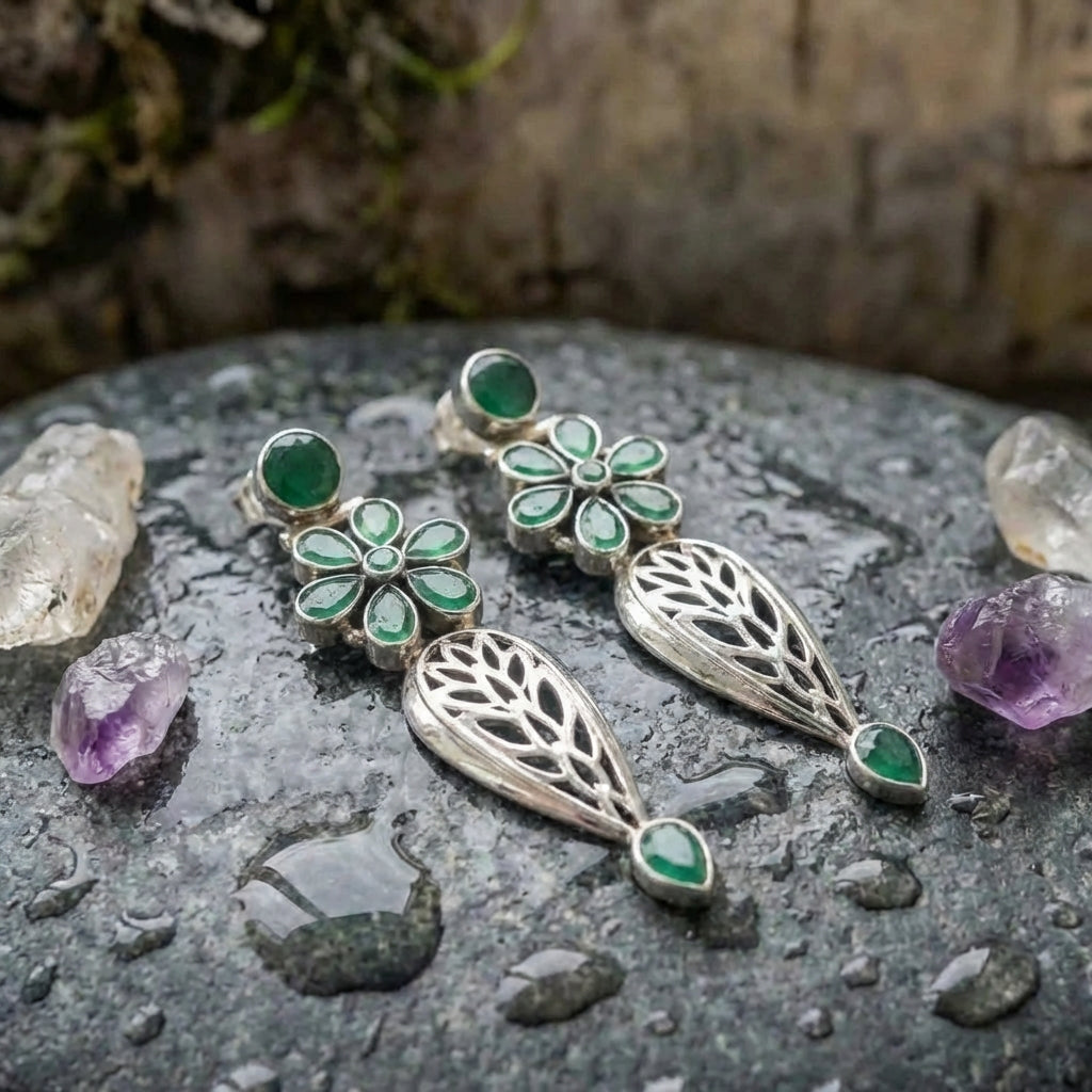 Bohemian Green Stone Earrings