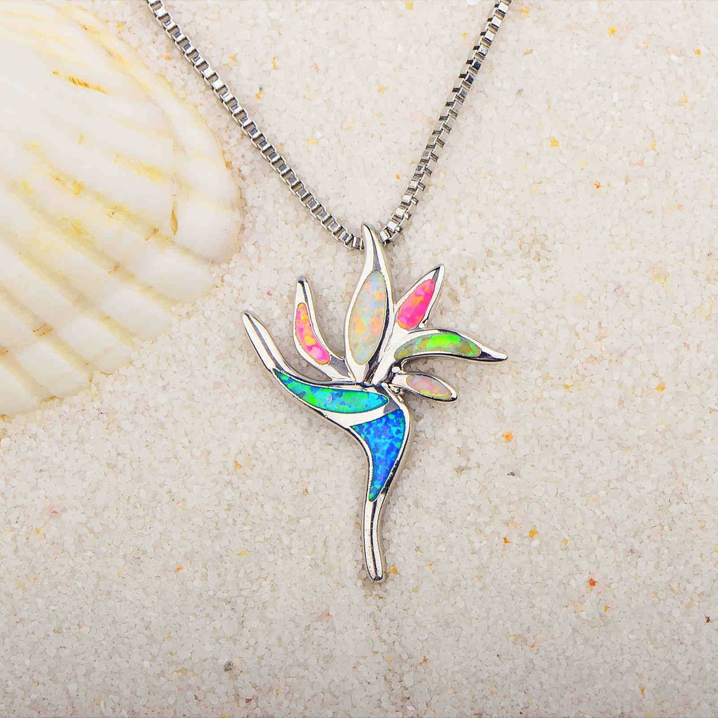 Colorful Opal Hummingbird Necklace