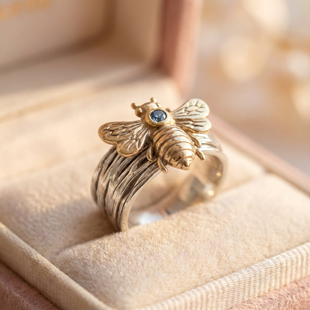Elegant Bee Sapphire Ring