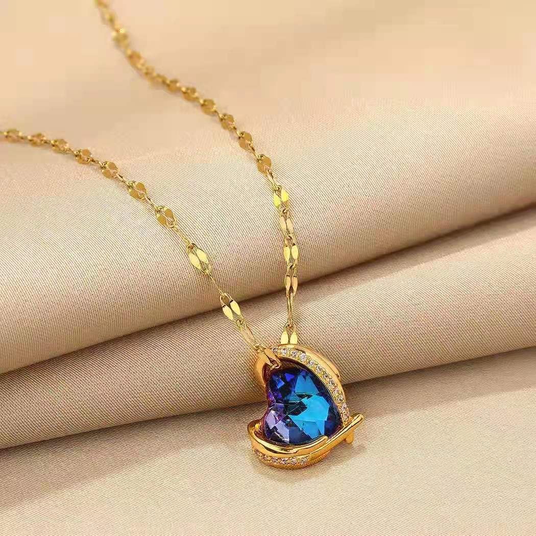 Elegant Blue Crystal Necklace