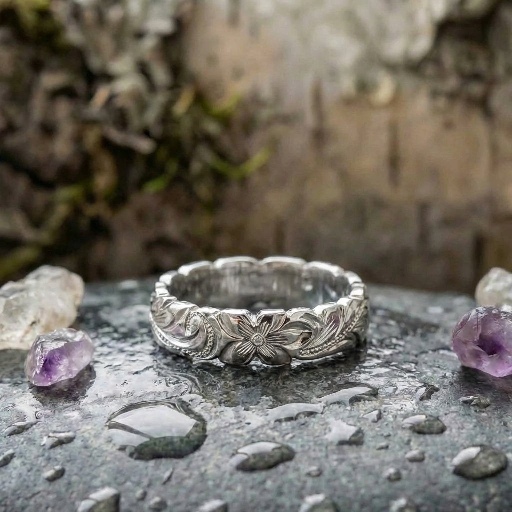 Elegant Floral Silver Ring