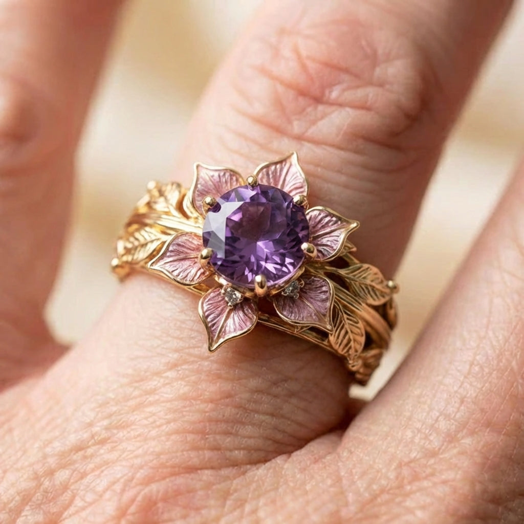 Amethyst Flower Ring