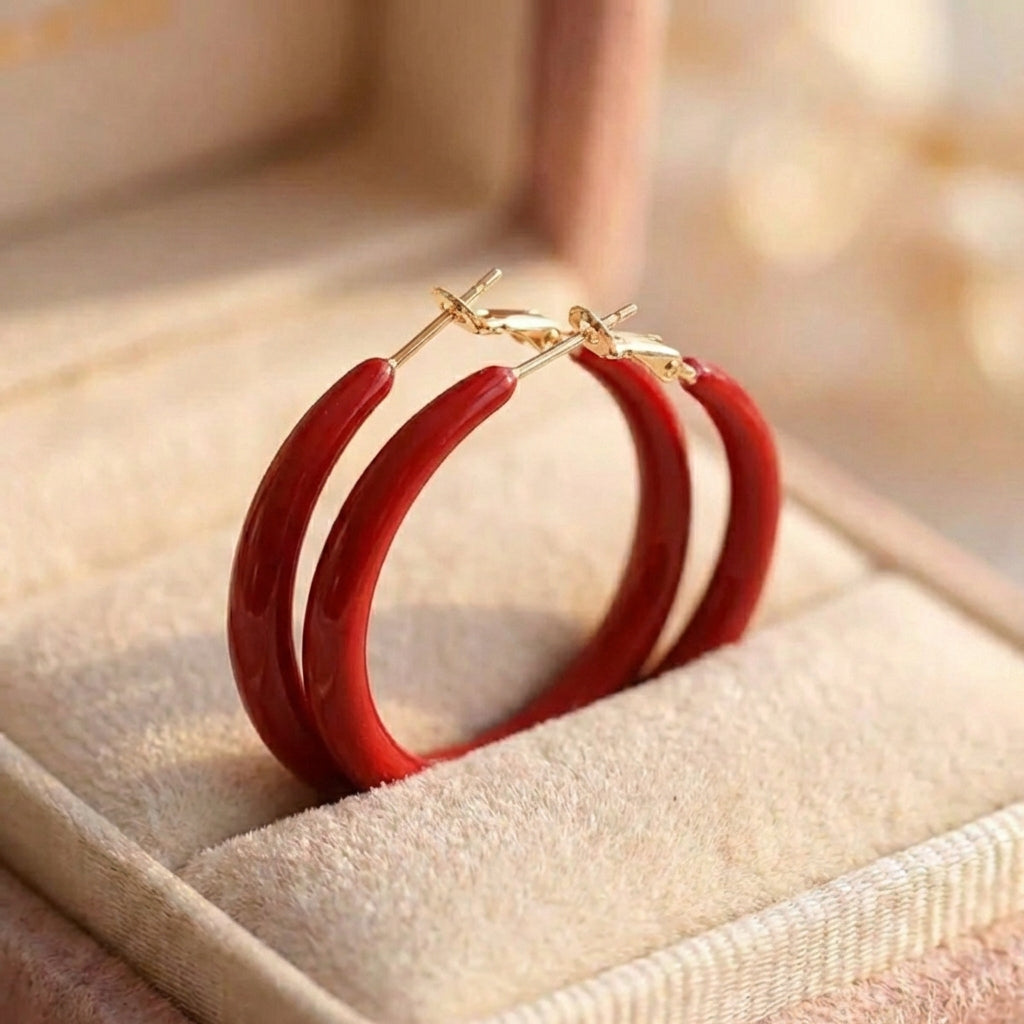 Exquisite Fashion Wild Big Red Circle Earrings