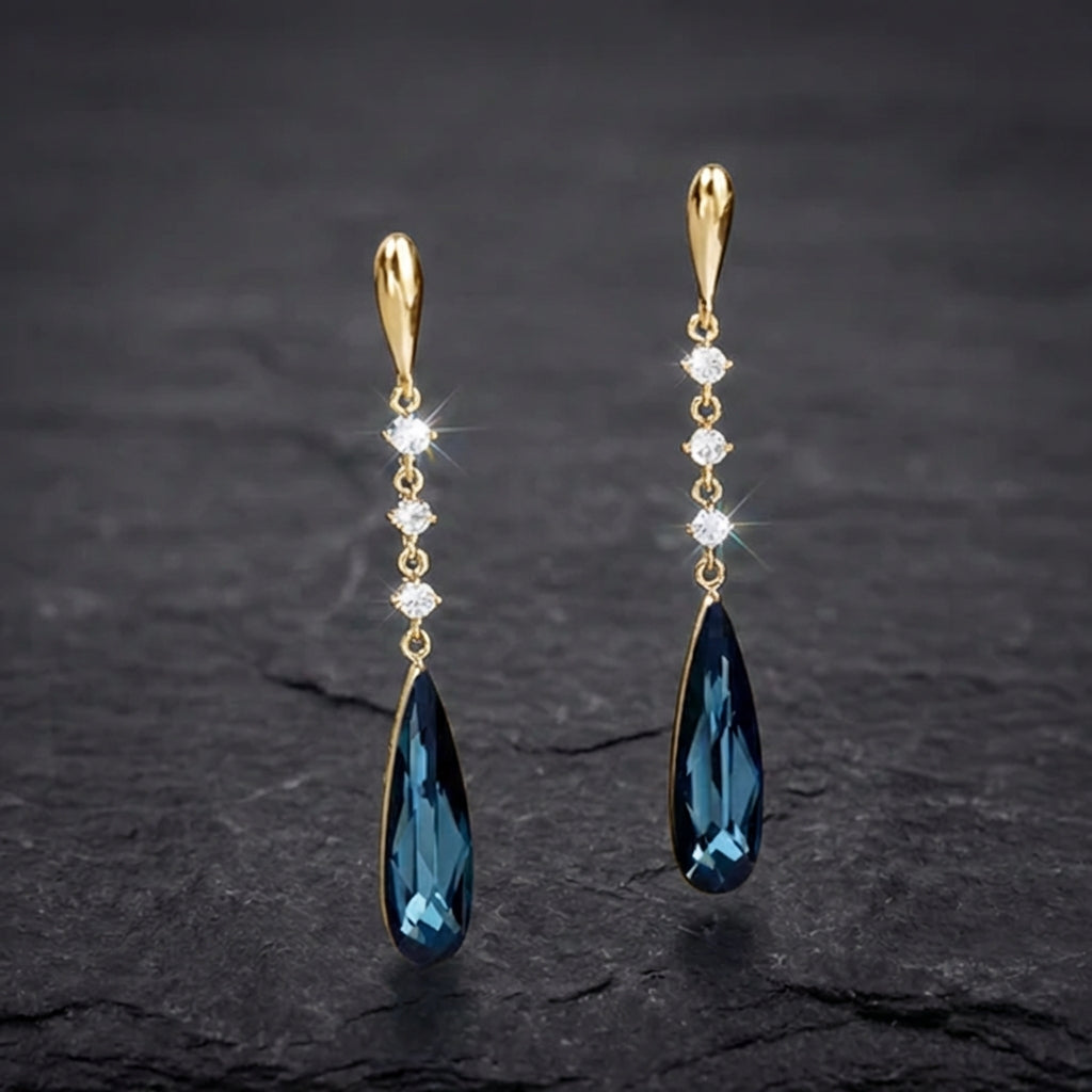 Long Summer Blue Stone Fashion Earrings