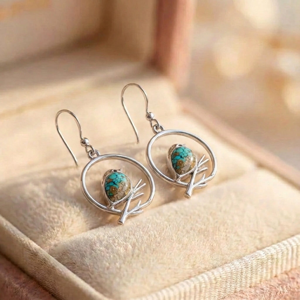 Vintage Turquoise Bird Earrings