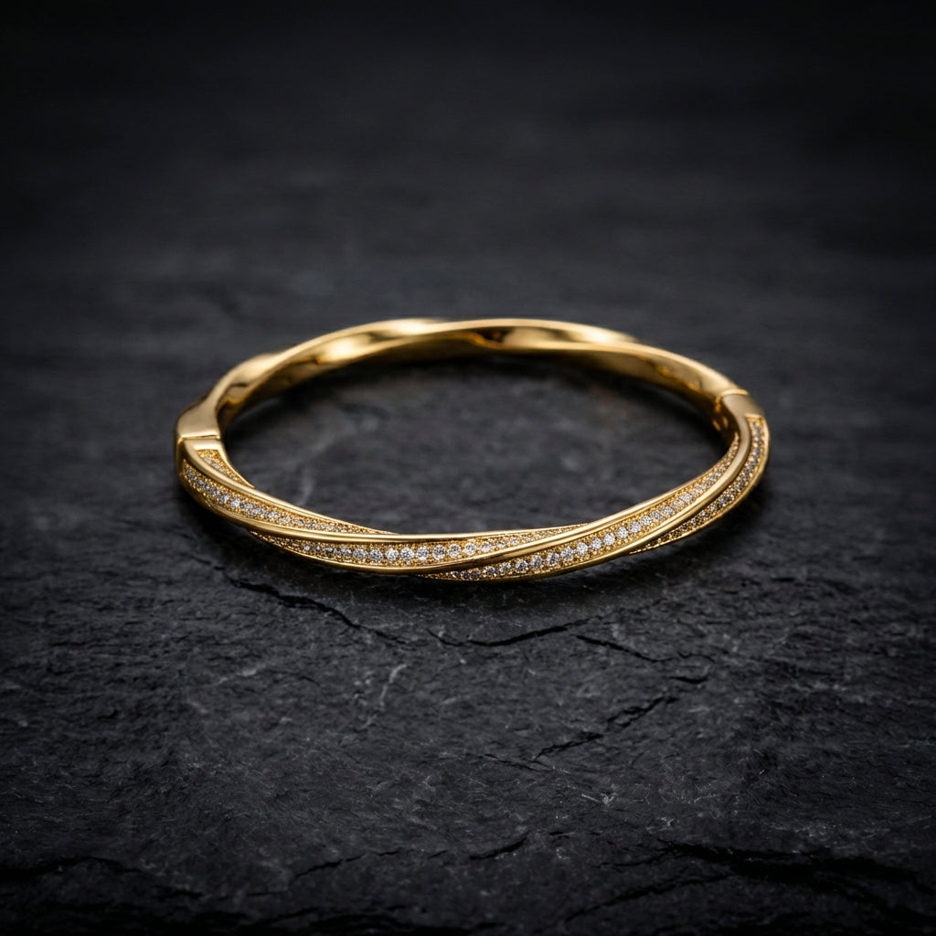 Gold Sleek Double Row Crystal Bracelet