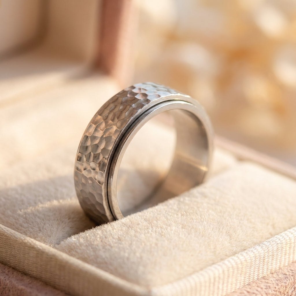 Hammered Titanium Spinner Ring
