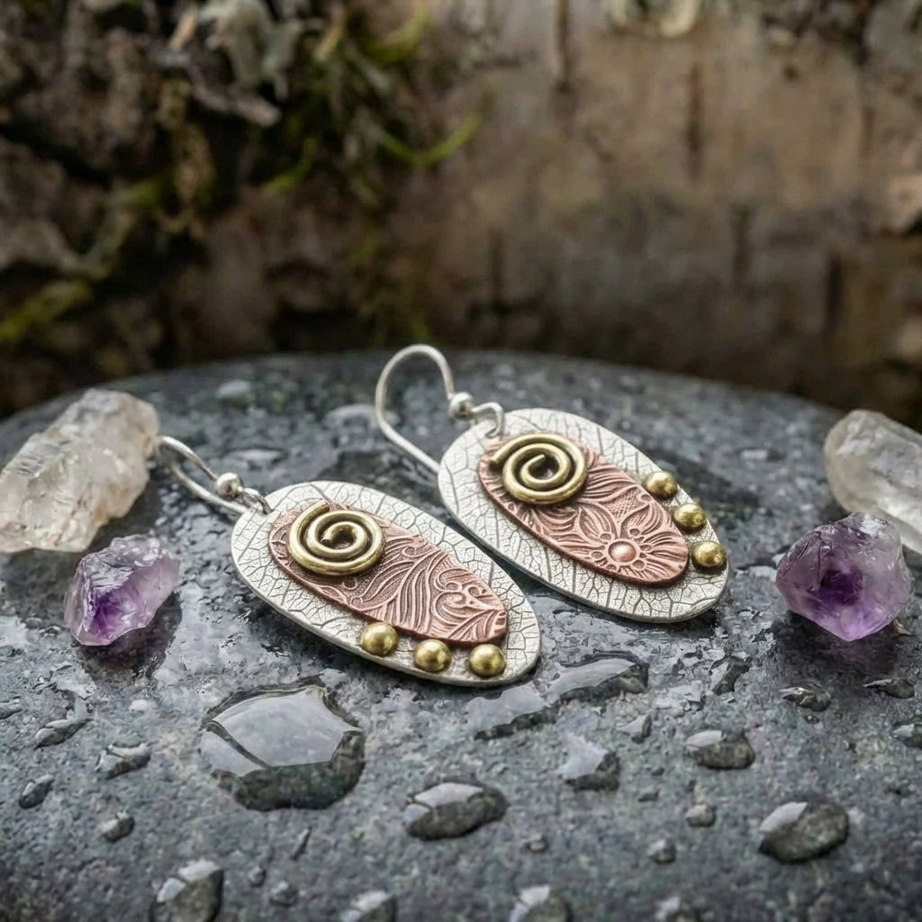 Handmade Spiral Leaf Earrings