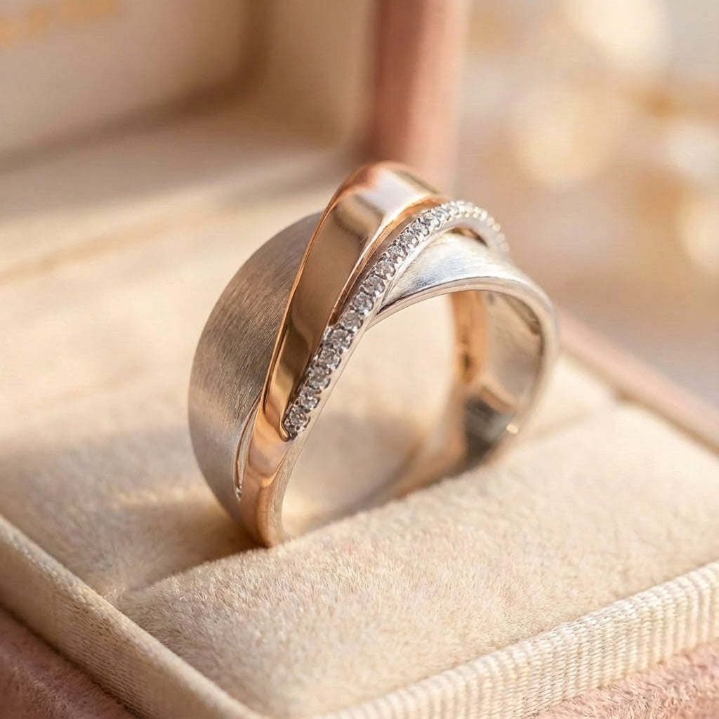 Modern Cz Crossover Ring