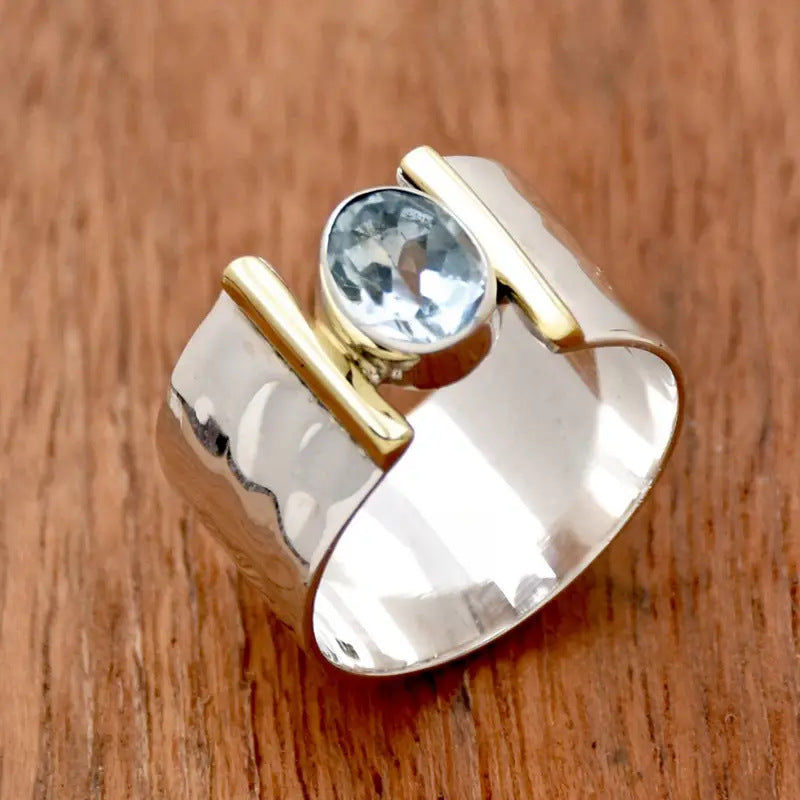 Dark Silver Inlaid Cubic Zirconia Ring