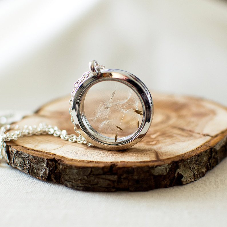 Elegant Dandelion Wish Locket Necklace