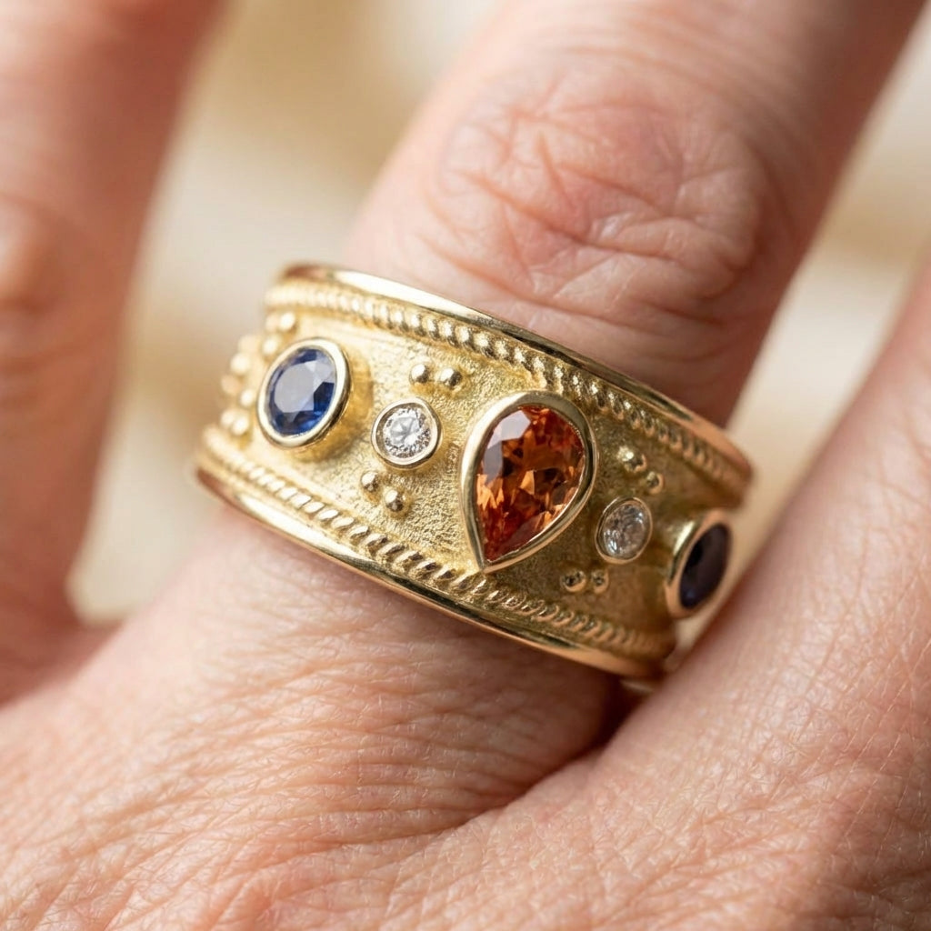 Statement Gold Gemstone Ring