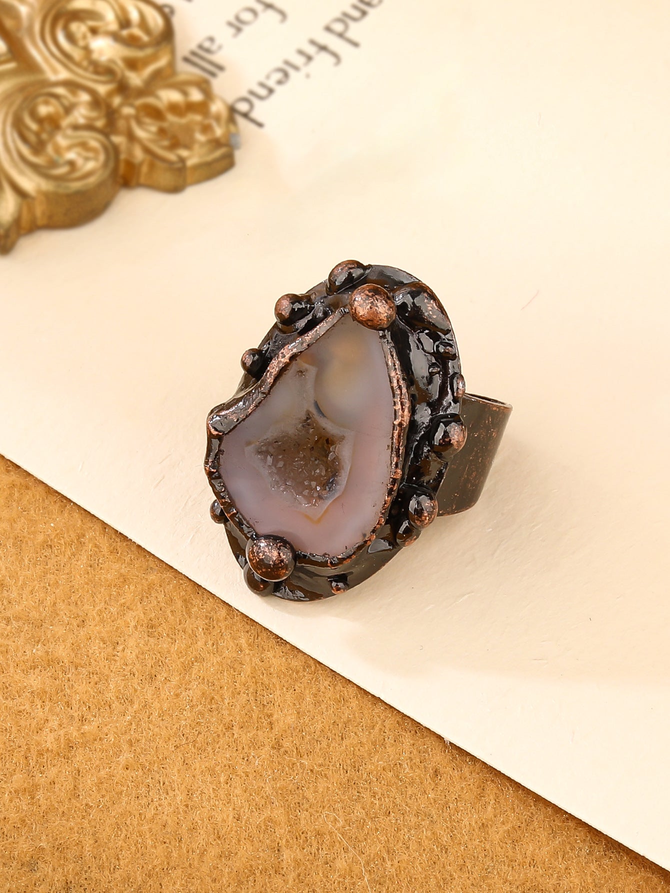 Vintage Agate Geode Ring