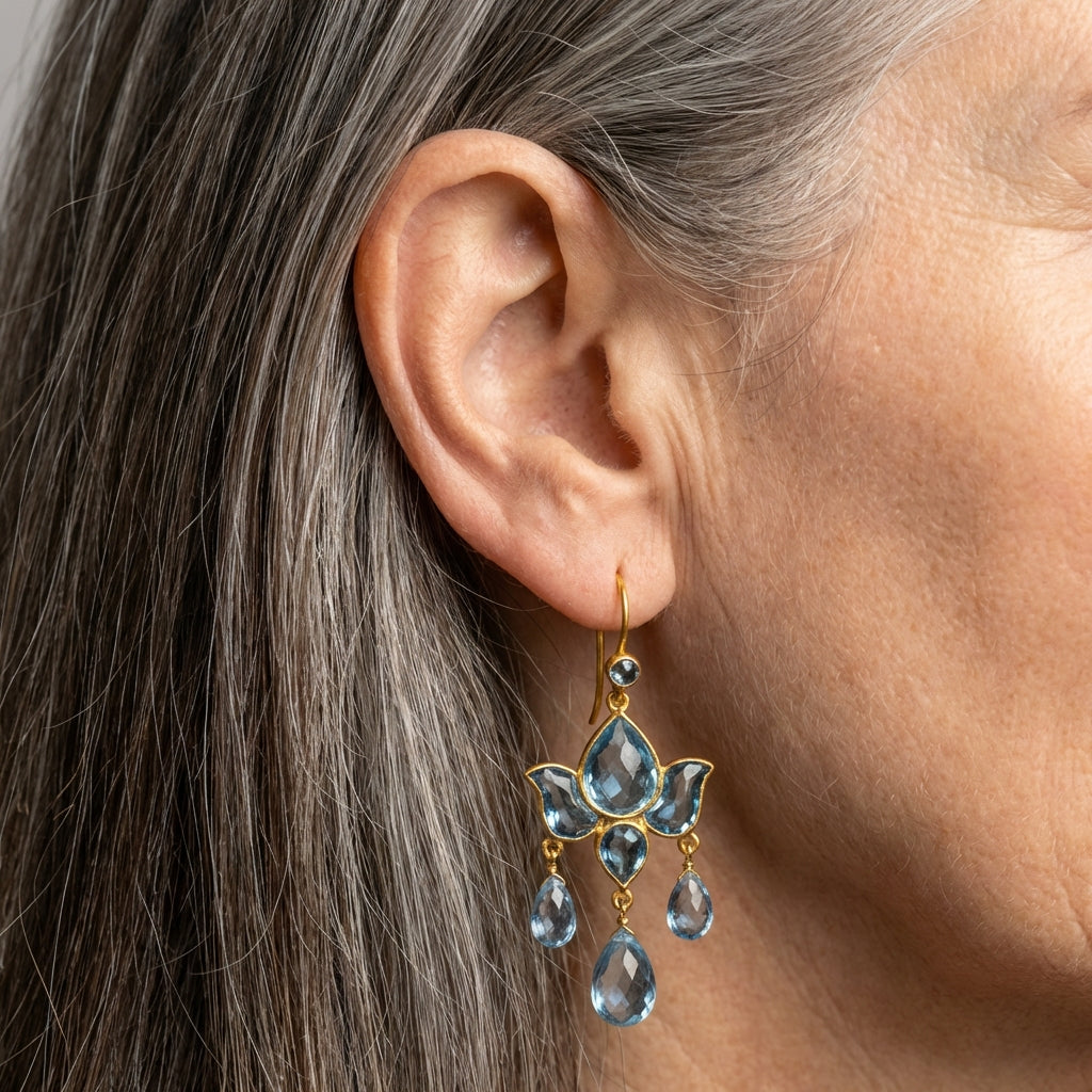 Blue Crystal Rain Earrings