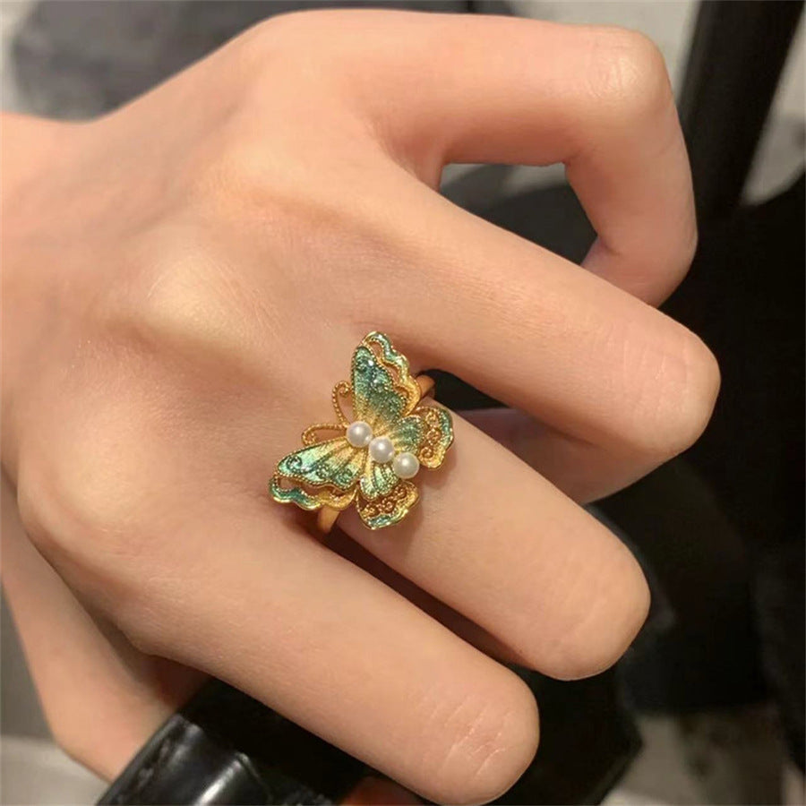 Vintage Butterfly Pearl Ring