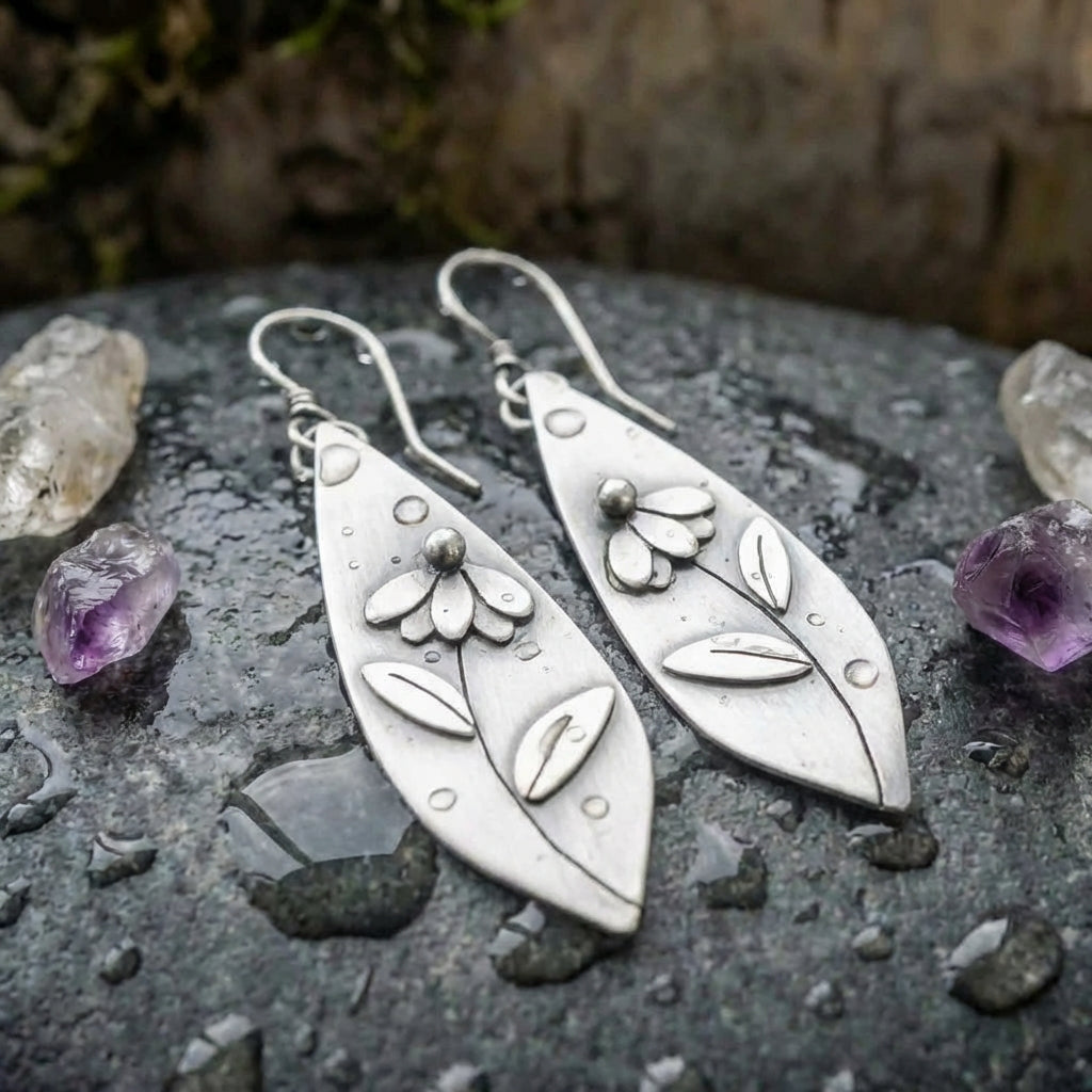 Vintage Flower Leaf Earrings