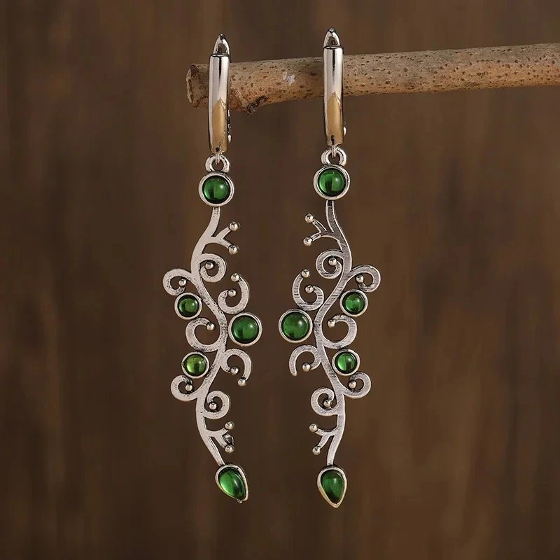 Vintage Green Stone Earrings
