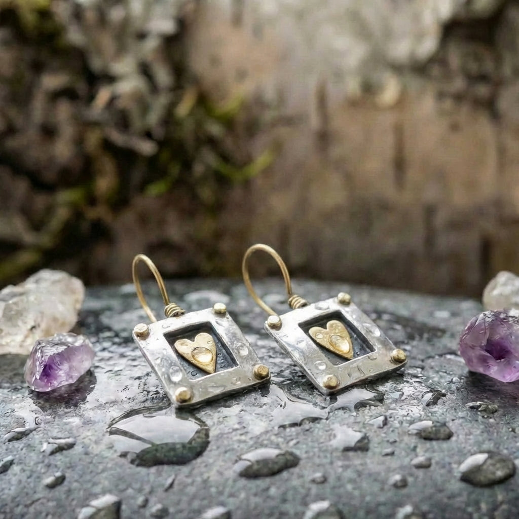 Vintage Heart Dangle Earrings