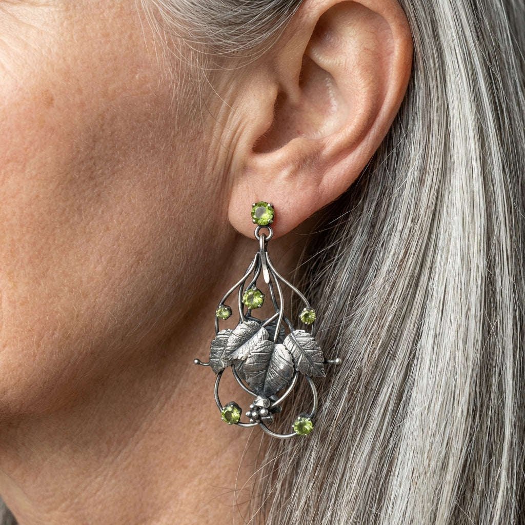 Leaf Peridot Earrings