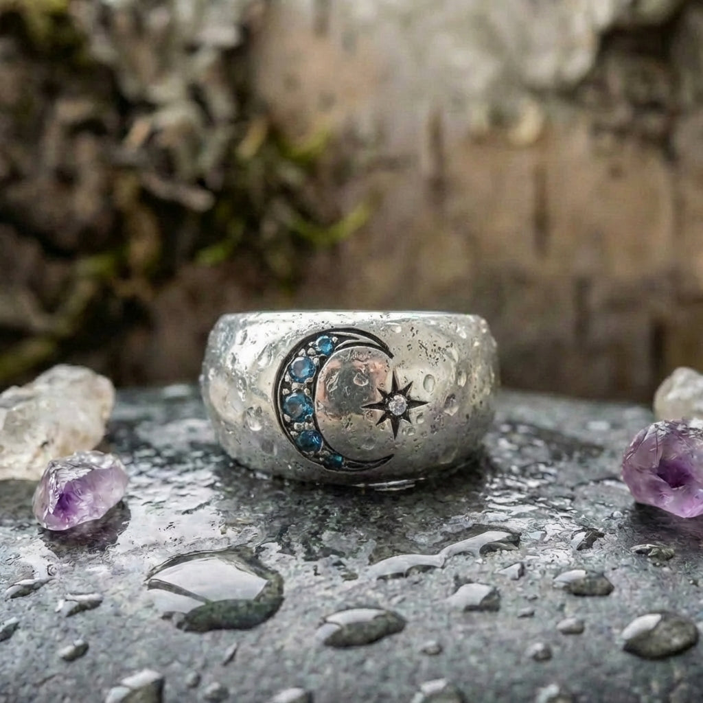 Vintage Moon Star Ring