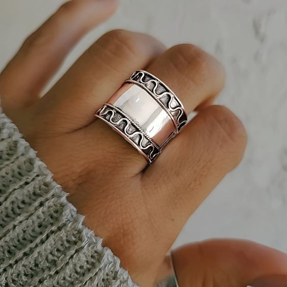 Vintage Silvered Form Ring