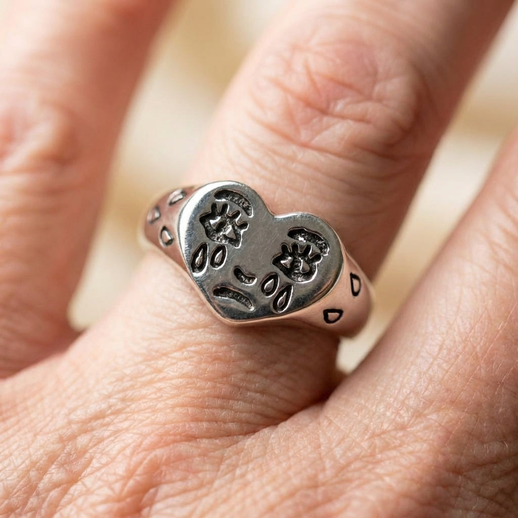 Sterling Silver Face Ring