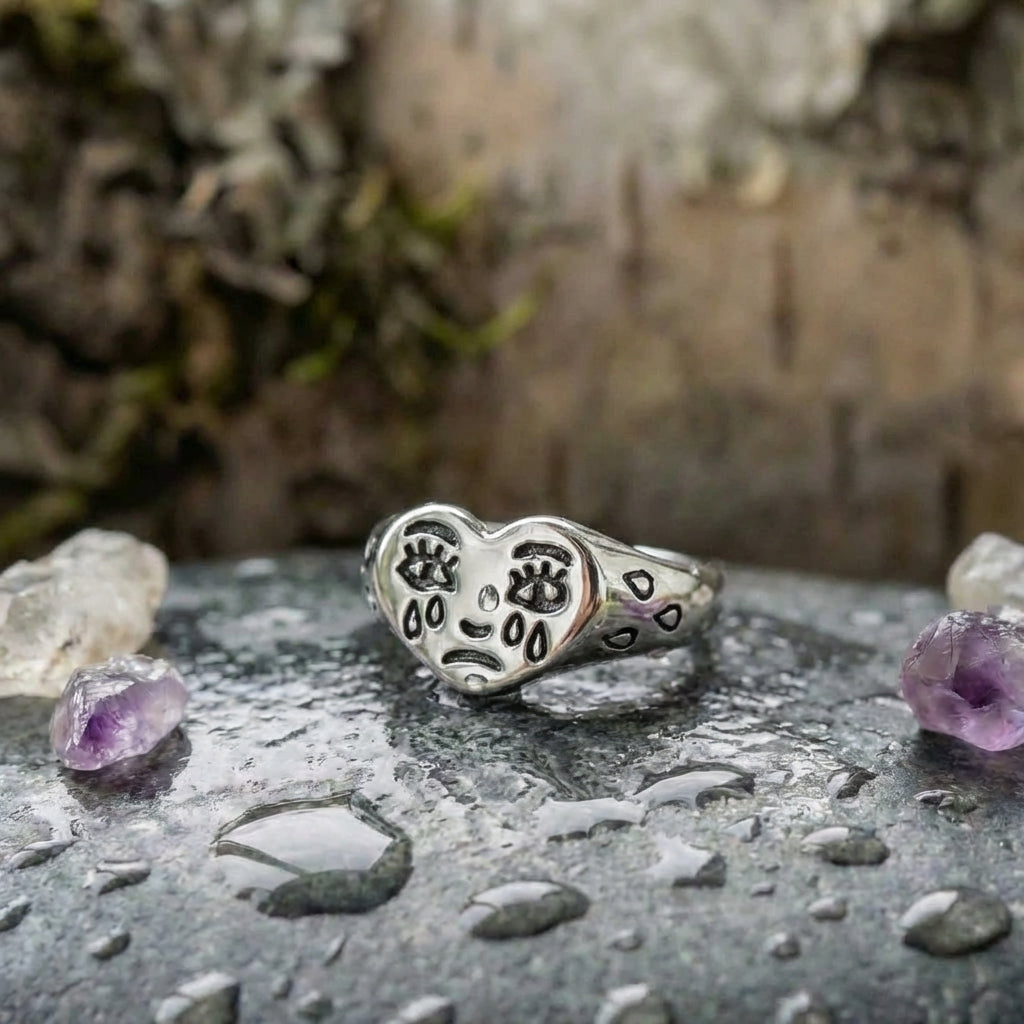 Vintage Sterling Silver Face Ring