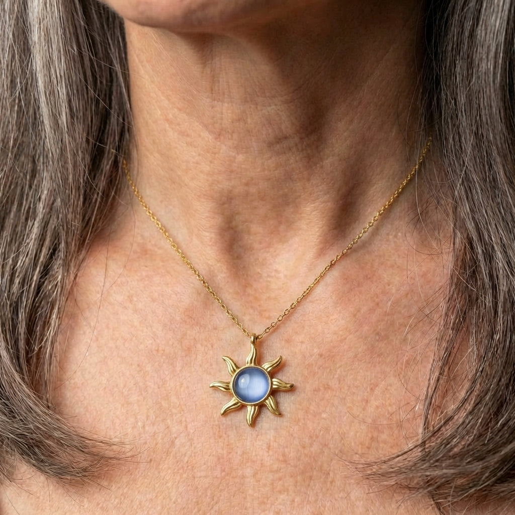 Sun Opal Pendant Necklace