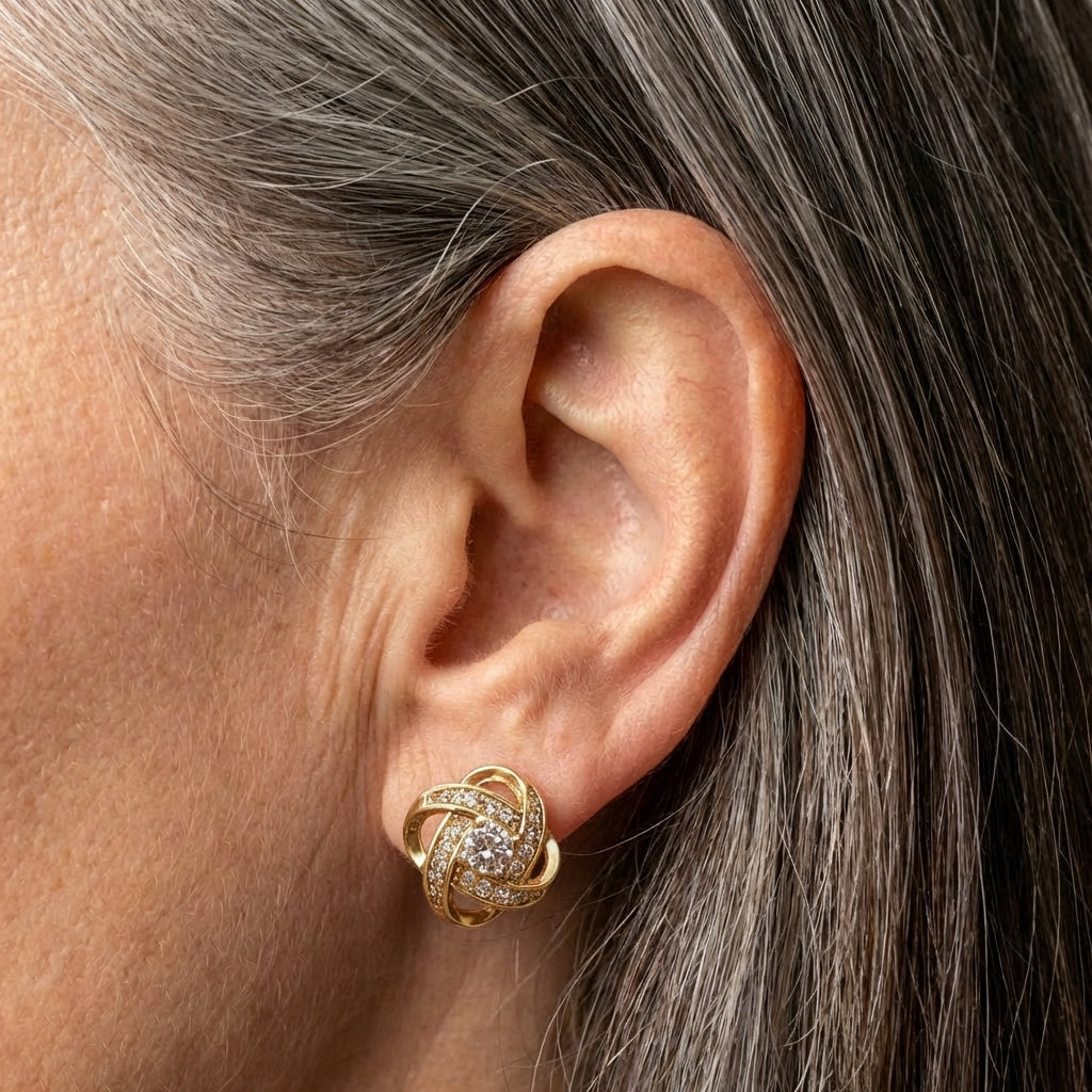 Zirconia Sphere Earrings in Gold