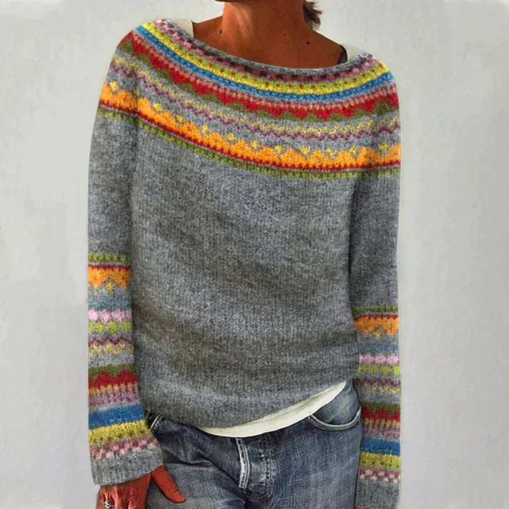 JO | Retro sweater with long sleeves and print