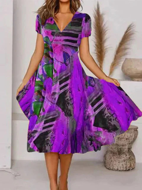 KS | Bohemian summer dress with V-neckline