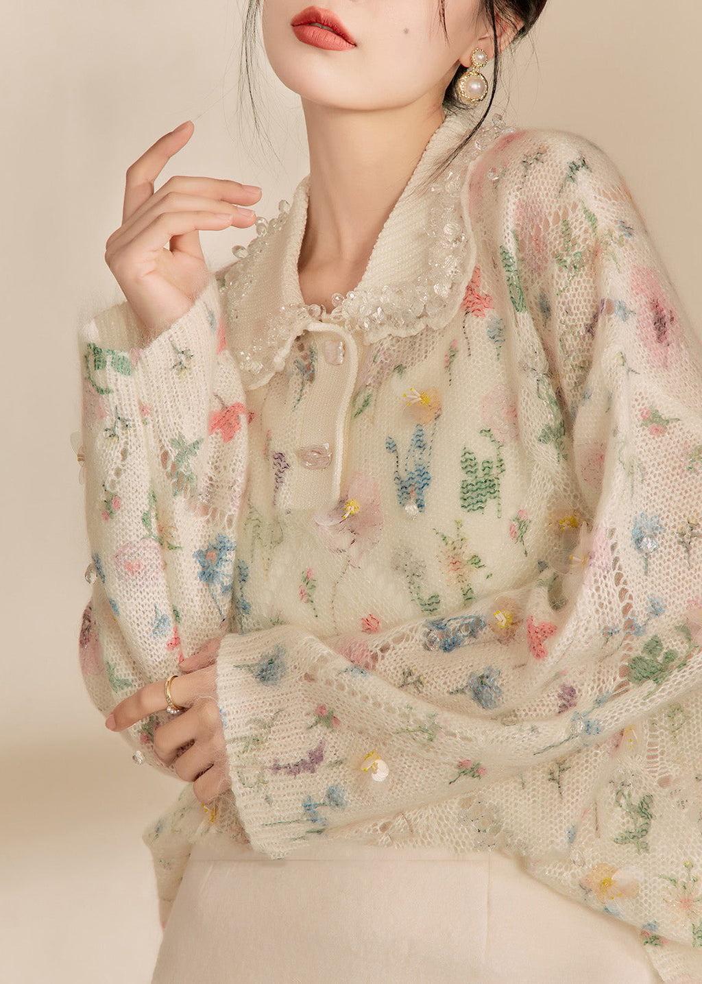 A Vintage Style Sweater with Delicate Timeless Details
