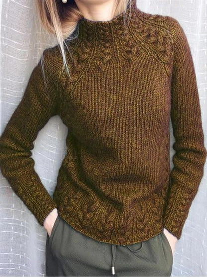 Cotton Pullover with Black Cable Knit Detail