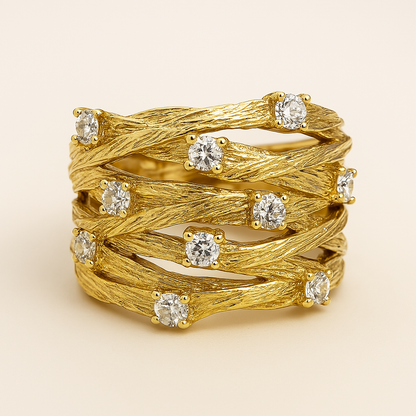 Vintage Golden Zirconia Ring