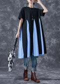 Black Patchwork Exra Large Hem Cotton Maxi Dresses Summer