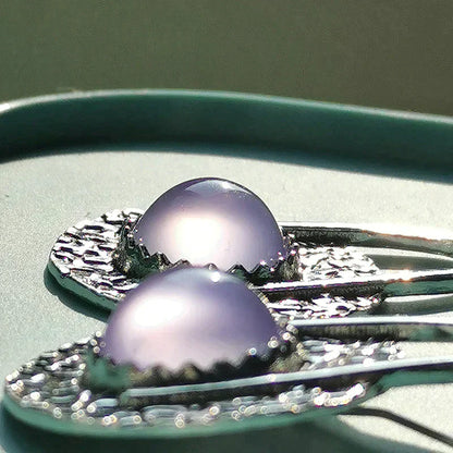 Boho Earrings With Purple Stones In Sterling Silver