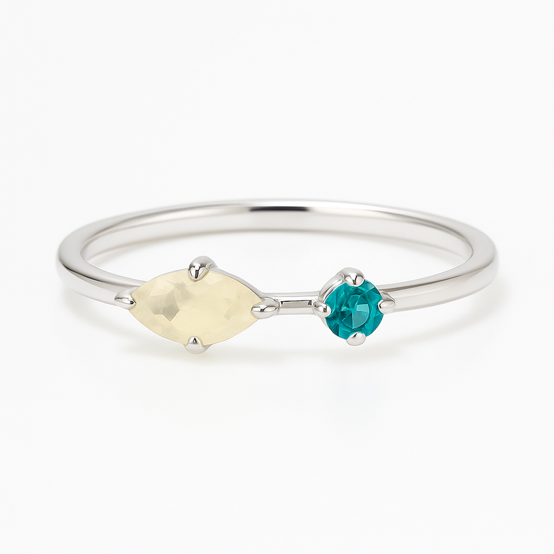 Aquamarine & Blue Topaz Stacking Silver Sterling Ring