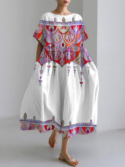 Comstylish Bohemian Holiday Style  Linen Blend Dress