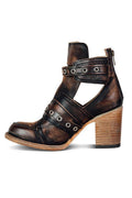 Rustic ankle boot with block heel