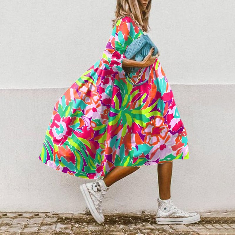 Printed A-line midi dress