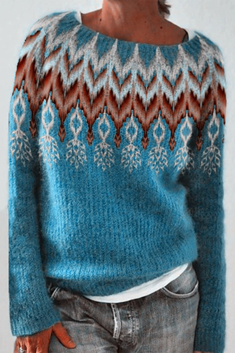 Cotton Sweater with Vintage Designs