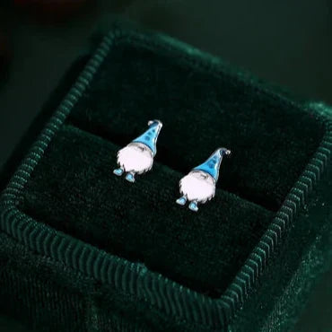 Cute Gnome Stud Earrings In Sterling Silver