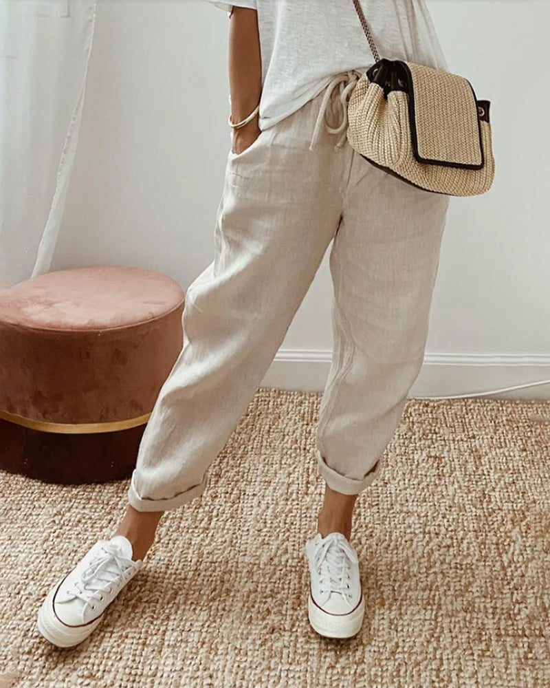 Rolled up string pants