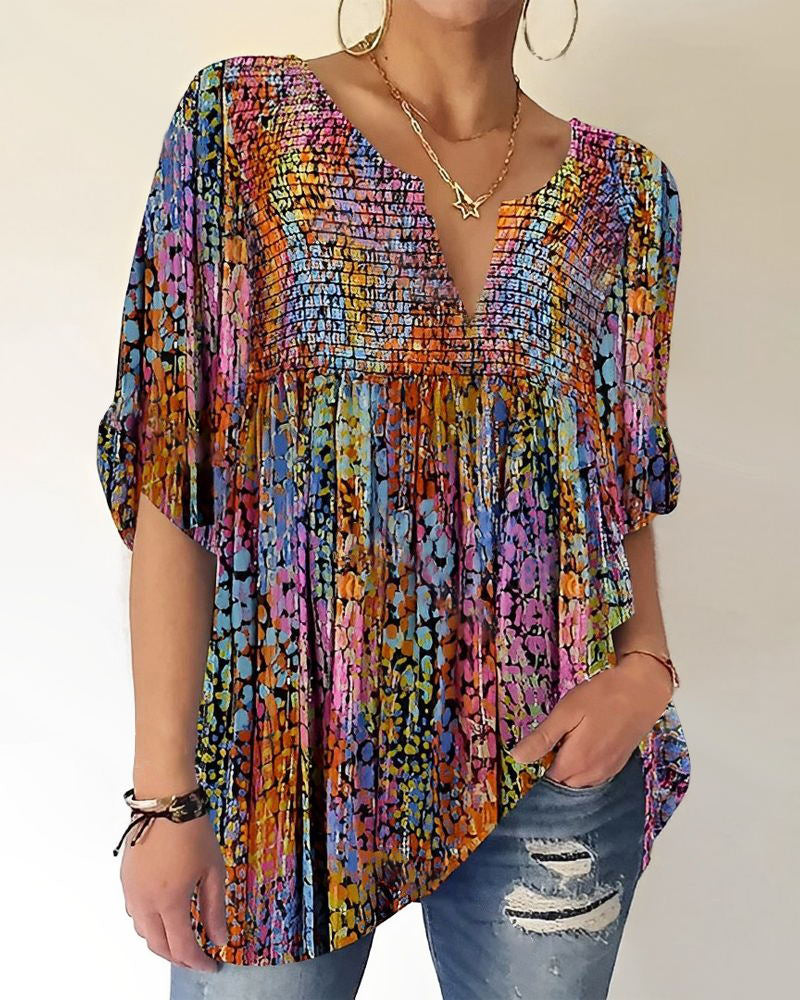Blouse with V-neck