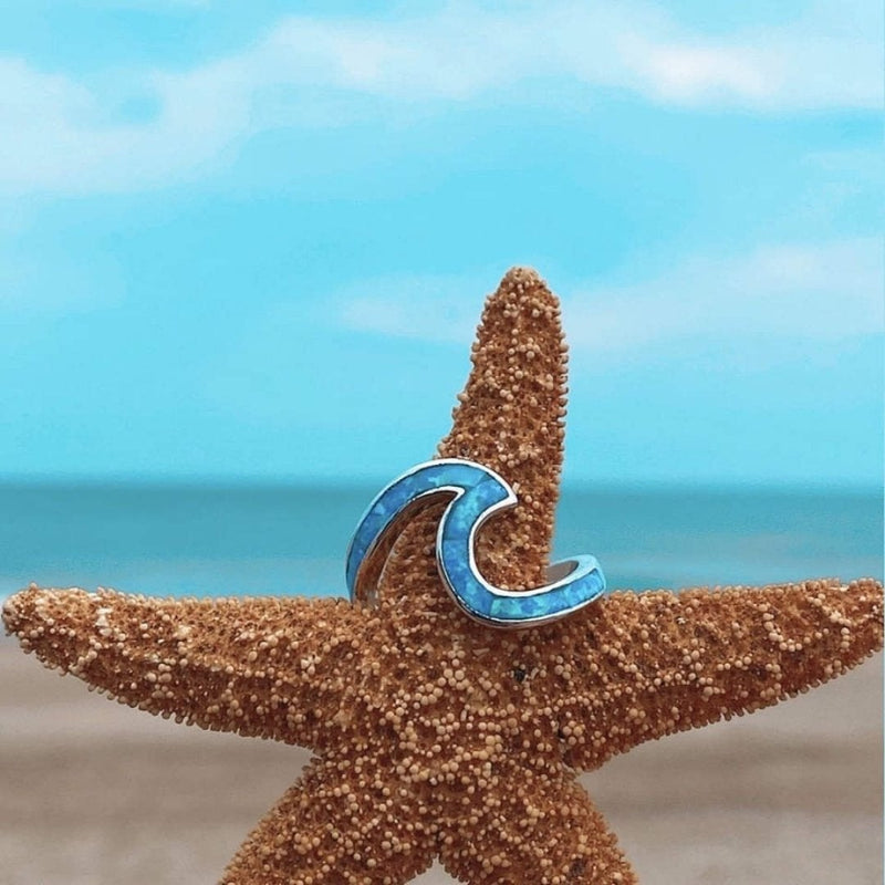 Sea Wave Ring In Opal And Silver | Sustainable Ocean-Inspired Jewelry