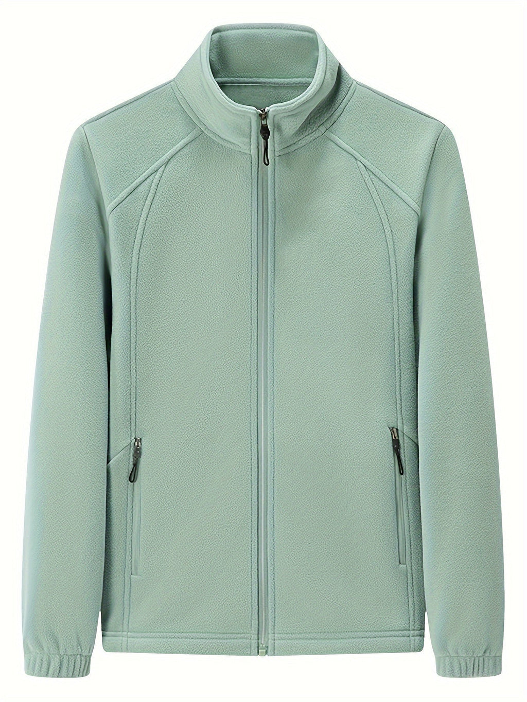 Plush women's outdoor jacket with stand-up collar and long sleeves